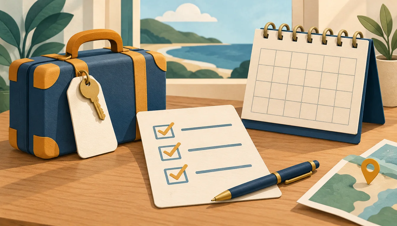 Conceptual illustration of checking hotel booking conditions